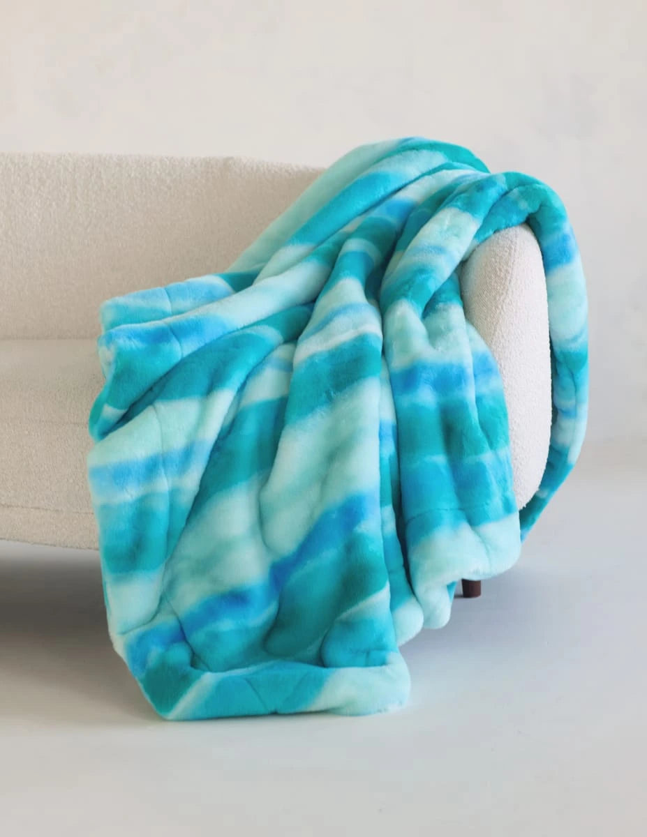 Plush Blanket - Blue Streaked Ombre