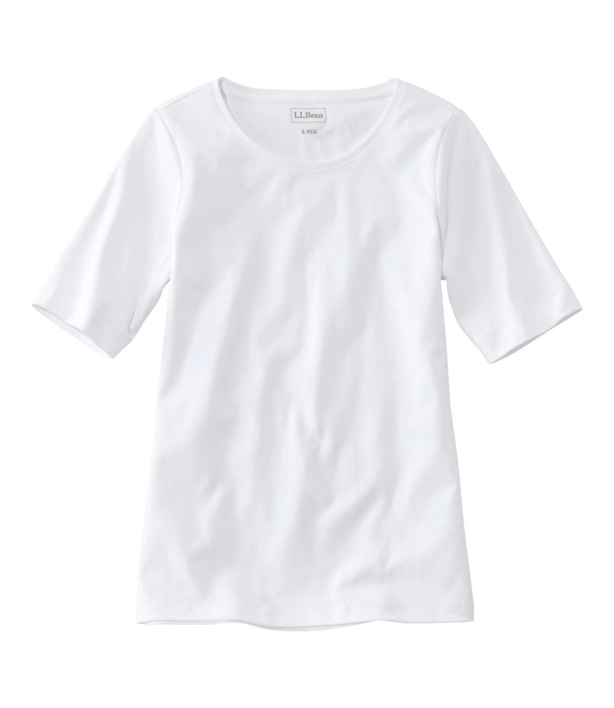Women's Cotton Jewel Neck Elbow-Sleeve T-Shirt - White