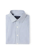 Men's Slim Fit Ash Gray Striped Standard Cuff Cotton Dress Shirt