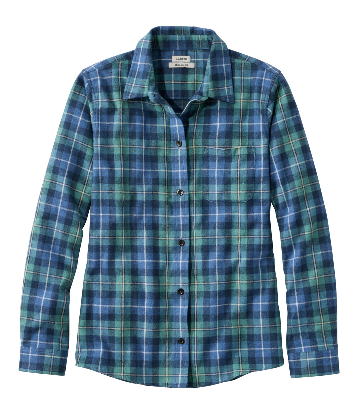 Women's Cotton Flannel Shirt - Indigo Plaid