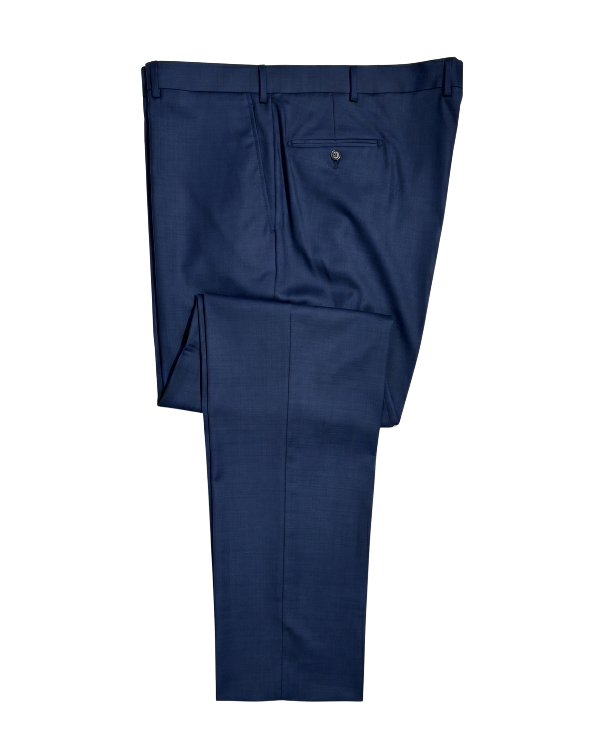 Men's Solid Navy Blue Portly Fit Wool 2-Button Suit