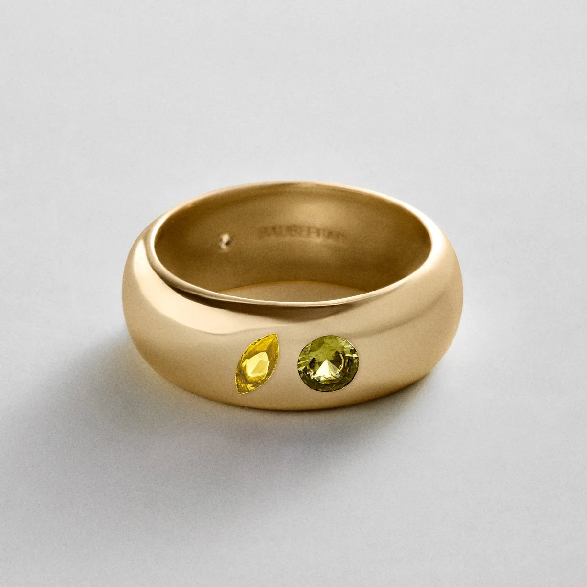 Custom Two-Stone Gold-Plated Band Ring
