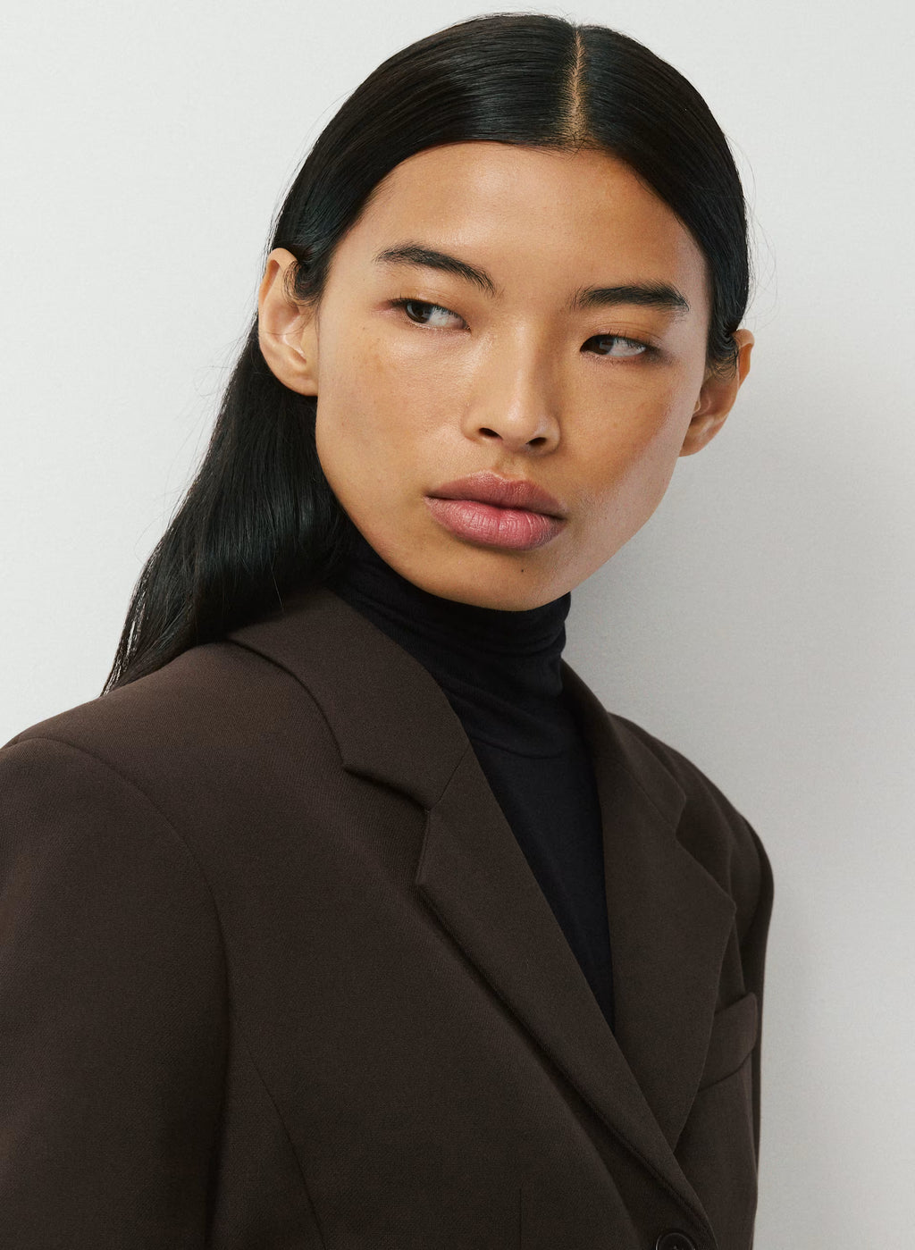 Single-Breasted Stretch Blazer - Brown Check