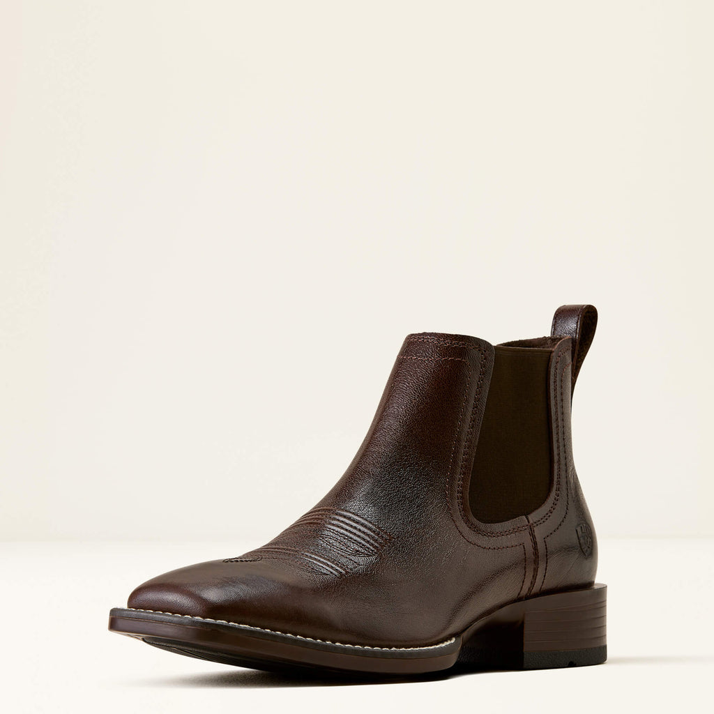 Men's Suede Wide Square Toe Chelsea Boots - Navy