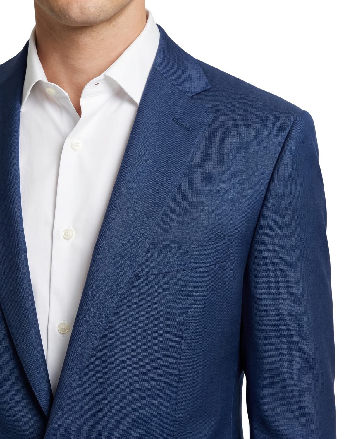 Men's Solid Navy Blue Portly Fit Wool 2-Button Suit