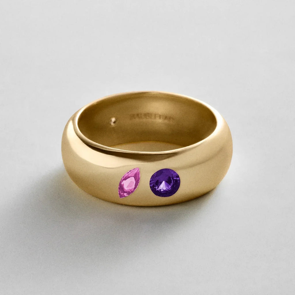 Custom Two-Stone Gold-Plated Band Ring