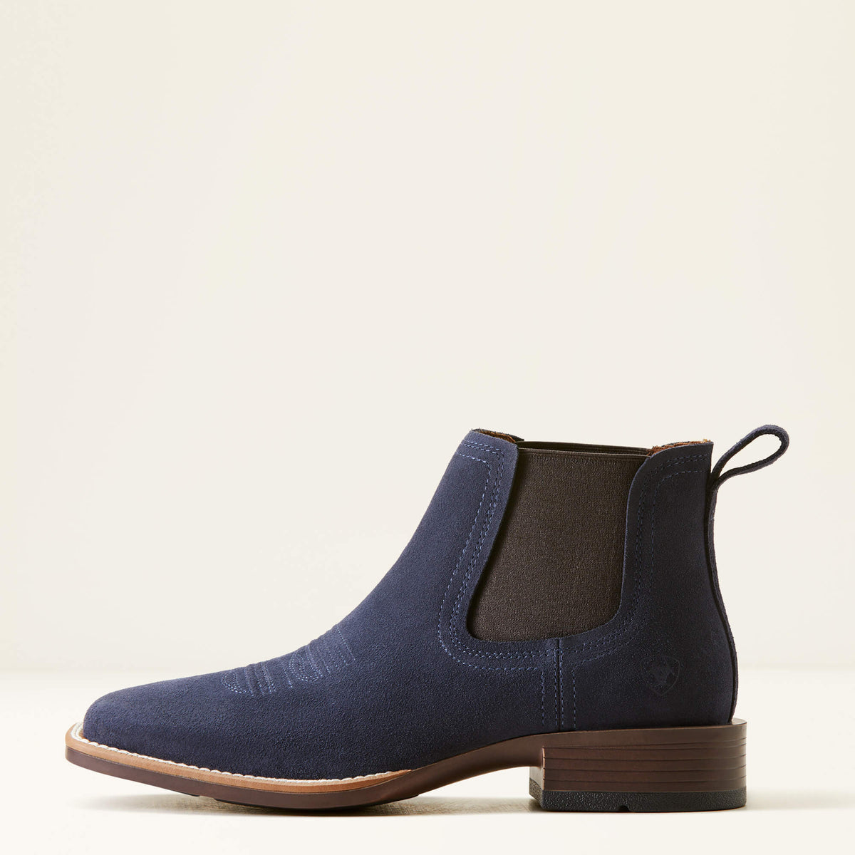 Men's Suede Wide Square Toe Chelsea Boots - Navy
