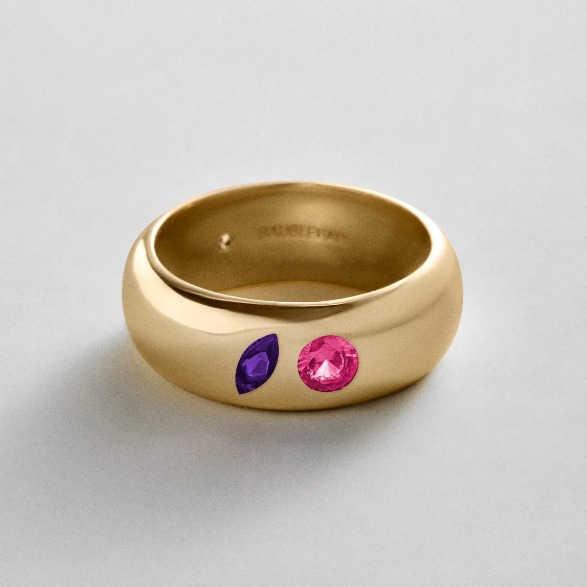 Custom Two-Stone Gold-Plated Band Ring