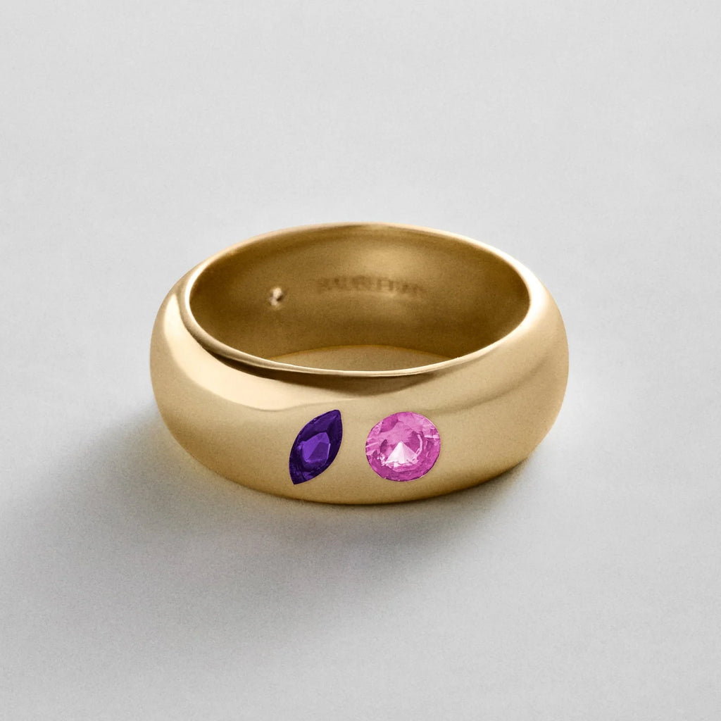 Custom Two-Stone Gold-Plated Band Ring