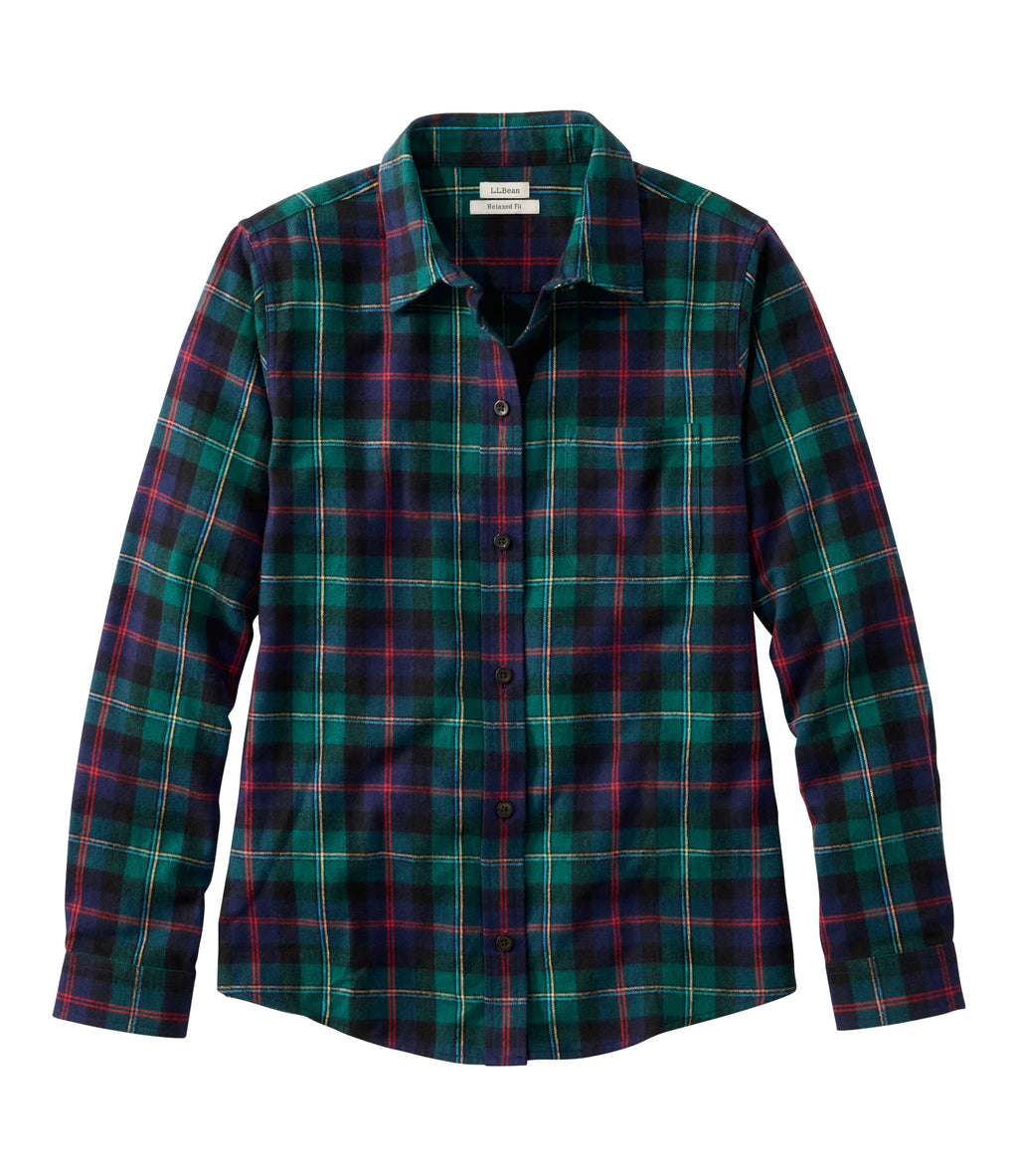 Women's Cotton Flannel Shirt - Indigo Plaid