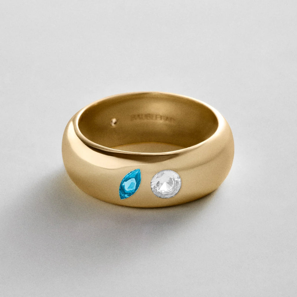Custom Two-Stone Gold-Plated Band Ring