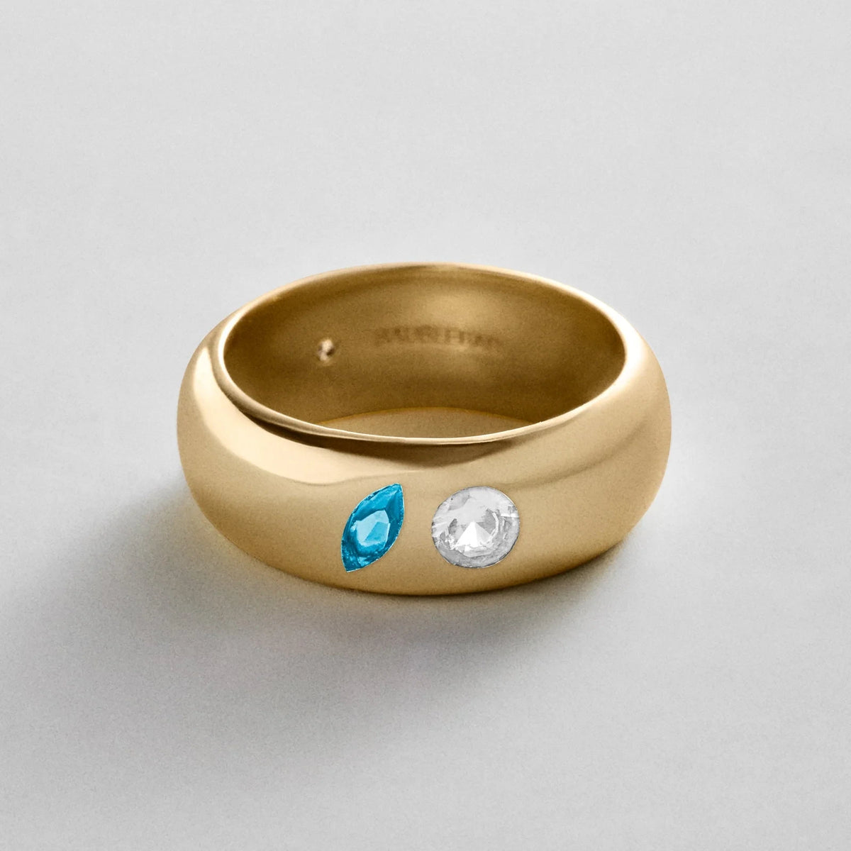 Custom Two-Stone Gold-Plated Band Ring