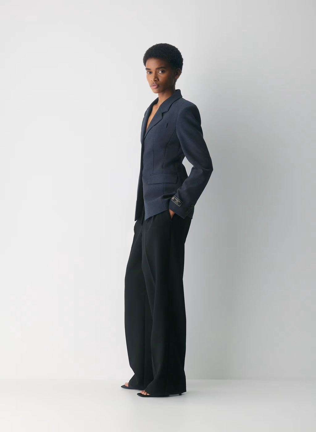 Single-Breasted Stretch Blazer - Brown Check
