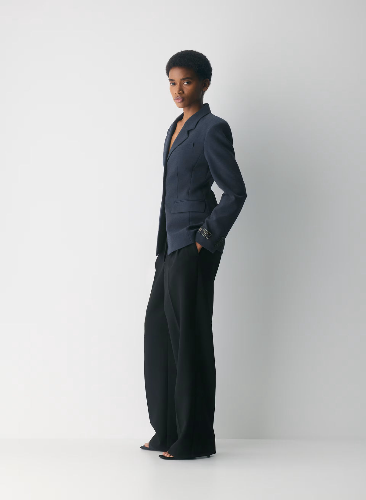 Single-Breasted Stretch Blazer - Brown Check