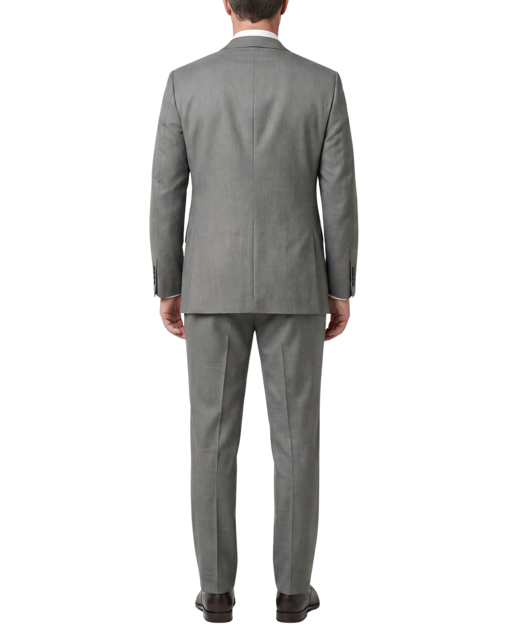 Men's Black & White Regular Fit Wool 2-Button Suit