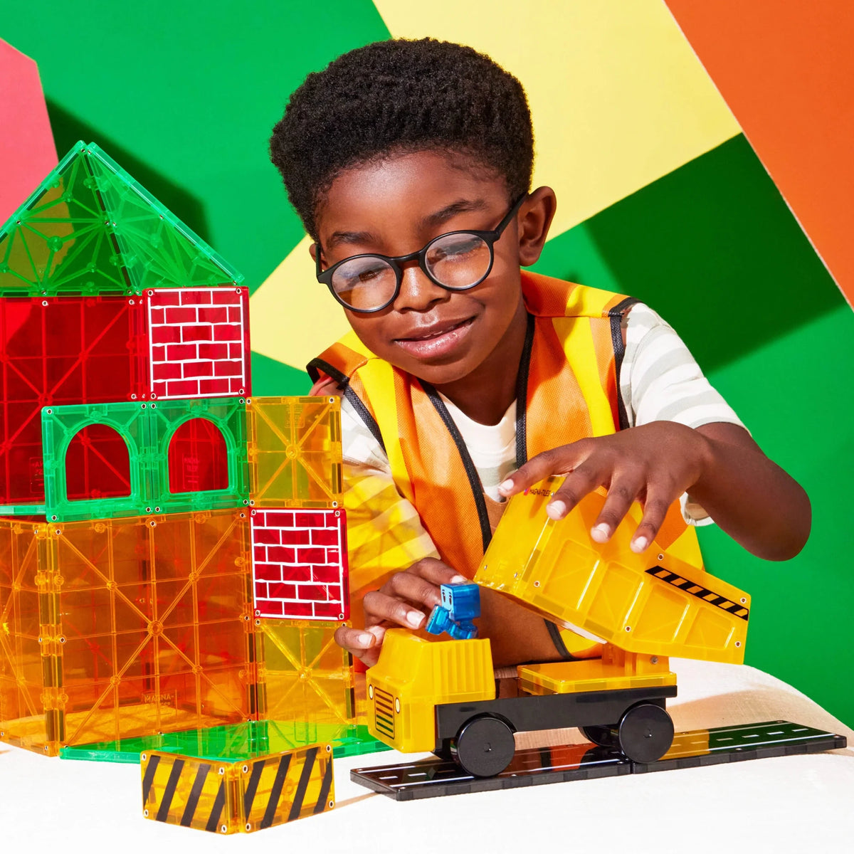Construction Magnetic Building Set - 50 Pieces