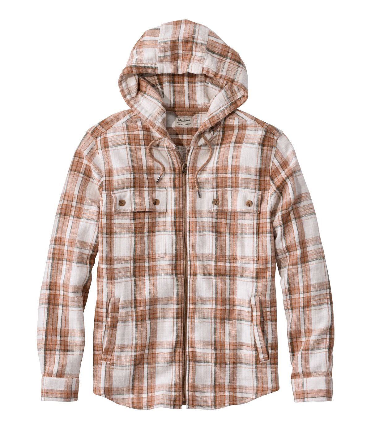 Men's Hooded Flannel Shirt Jacket - Tan Plaid