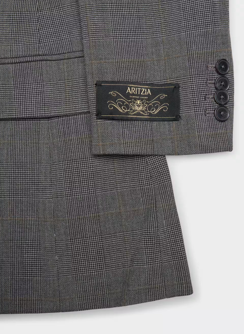 Single-Breasted Stretch Blazer - Brown Check