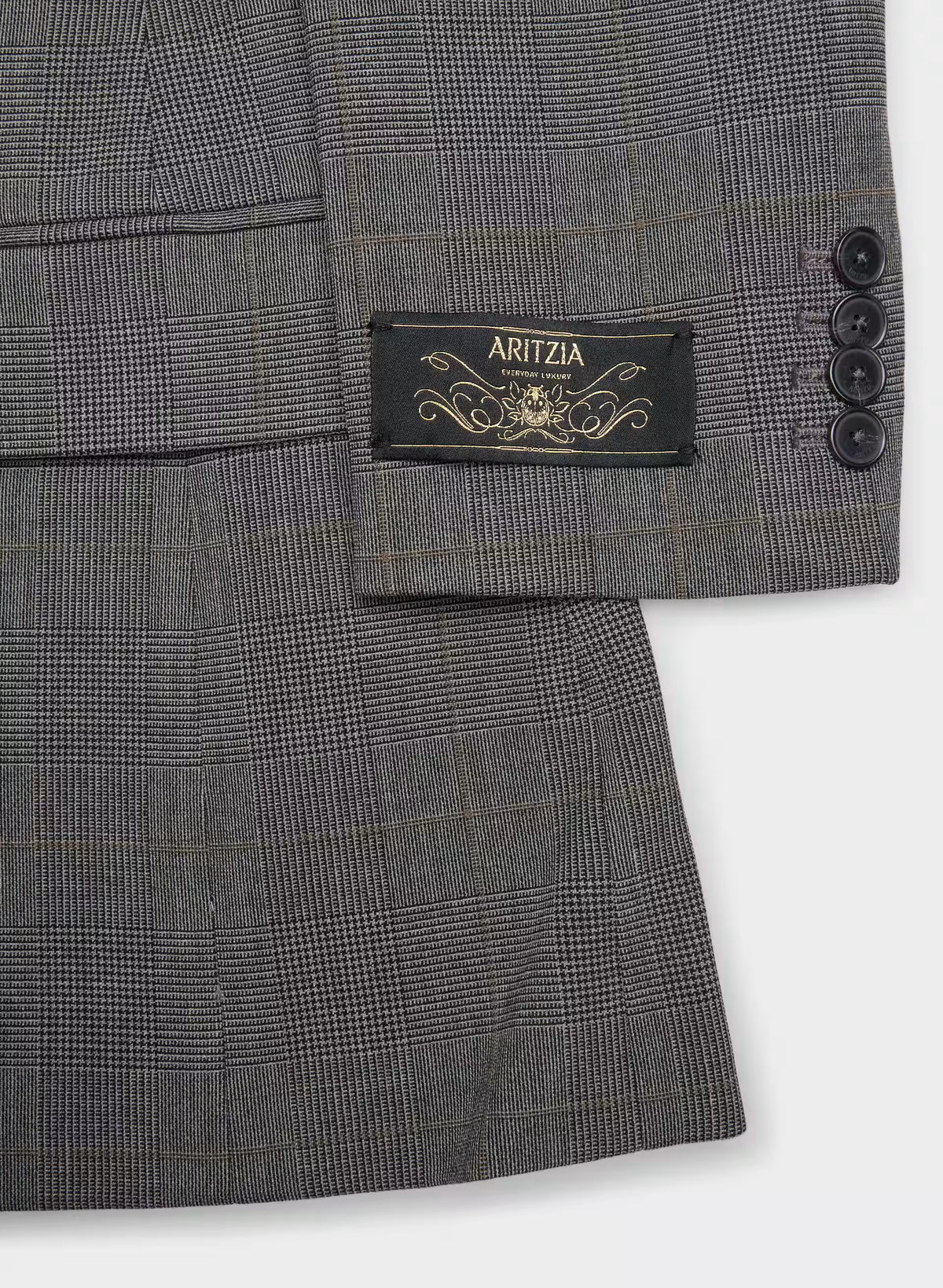 Single-Breasted Stretch Blazer - Brown Check