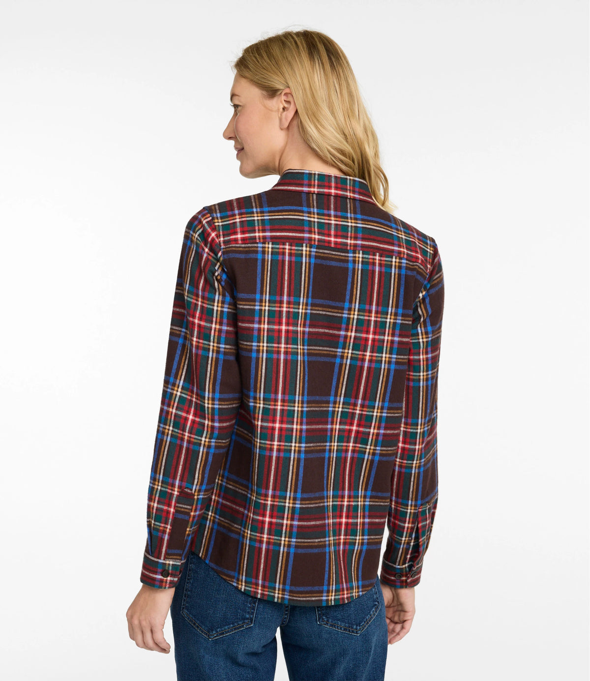 Women's Cotton Flannel Shirt - Indigo Plaid