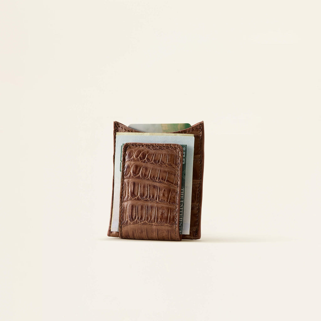 Caiman Belly Leather Money Clip - Natural