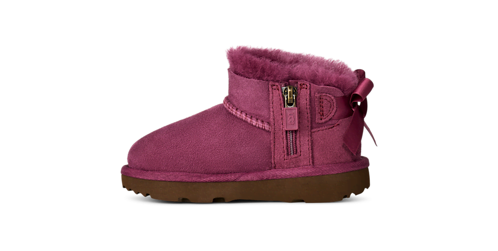 Toddler Sheepskin Bow Ankle Boot - Chestnut