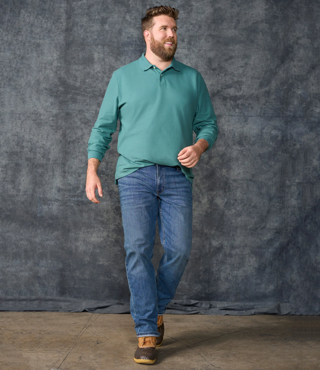 Men's Long-Sleeve Cotton Pique Polo - Lavender