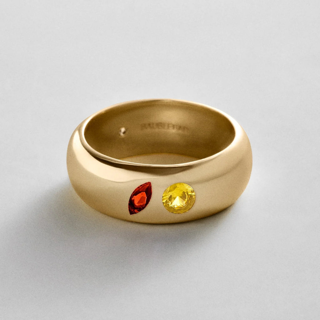 Custom Two-Stone Gold-Plated Band Ring