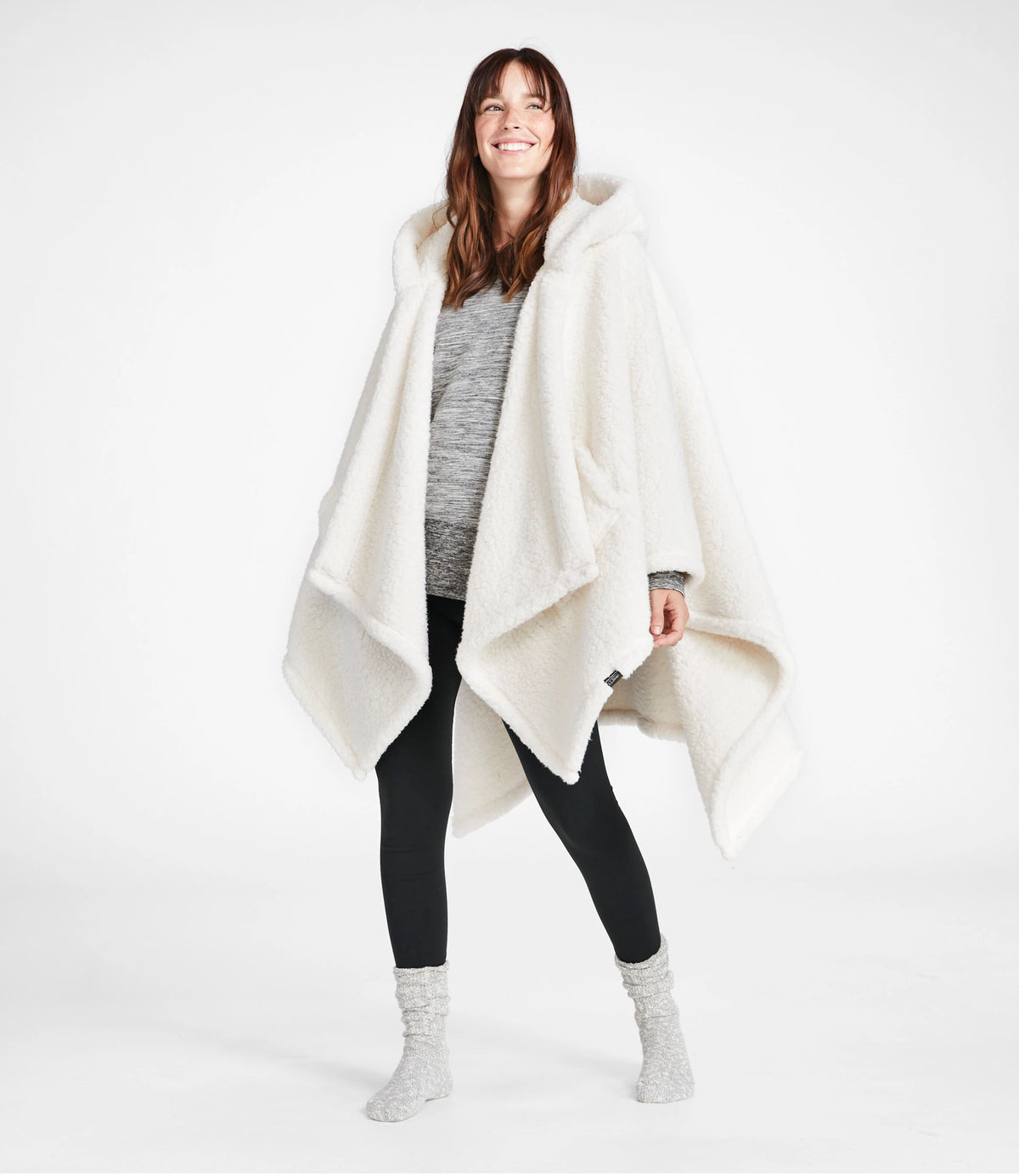 Hooded Sherpa Wearable Throw - Gray