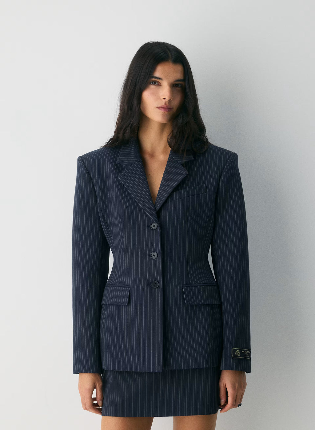 Single-Breasted Stretch Blazer - Brown Check