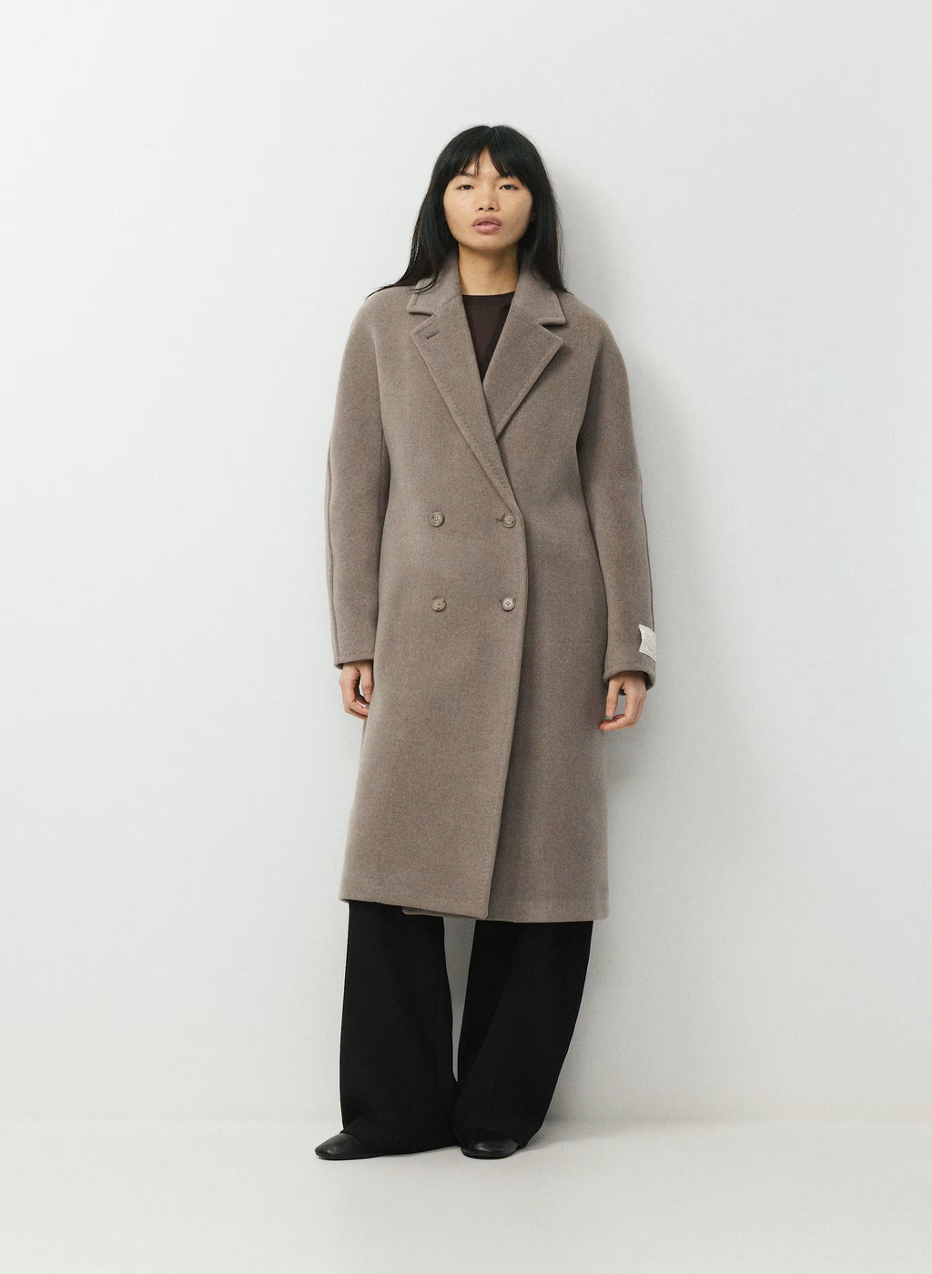 Double-Breasted Wool Cashmere Coat - Herringbone