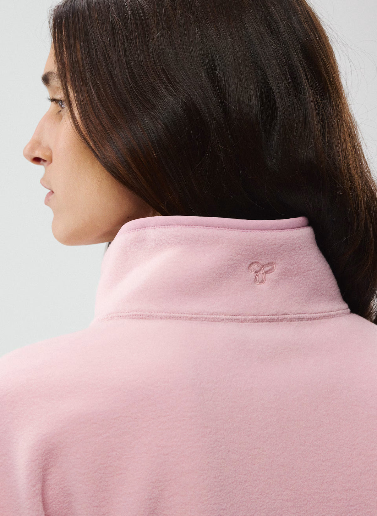 Oversized Half-Zip Microfleece Pullover - Gray