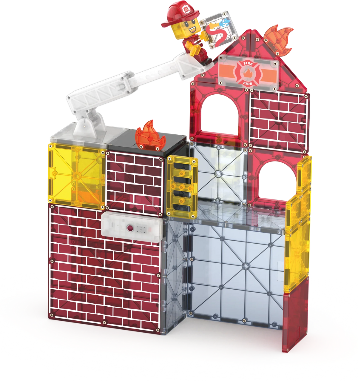 Fire Station Magnetic Building Set - 50 Pieces
