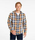Men's Hooded Flannel Shirt Jacket - Tan Plaid