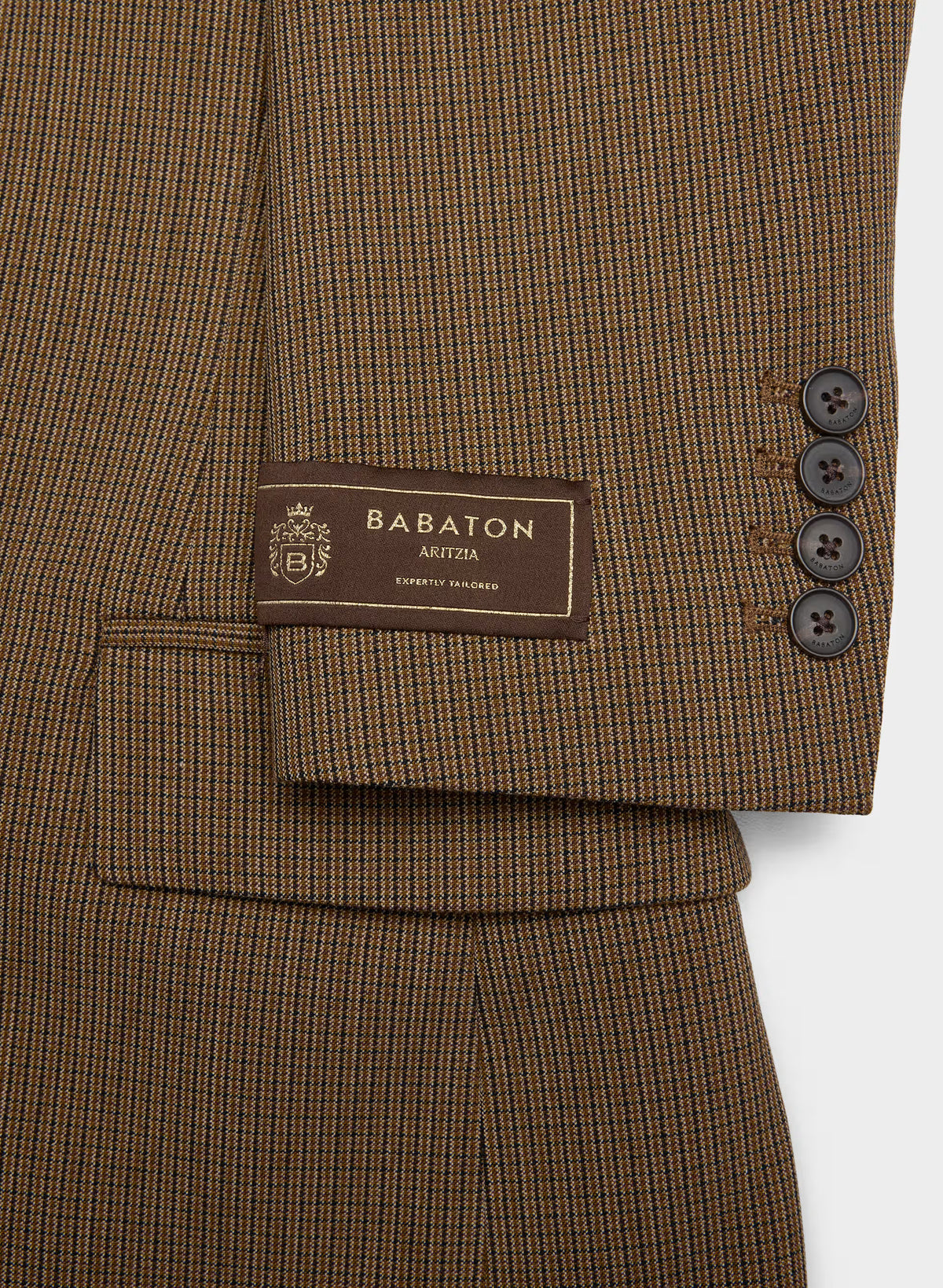 Single-Breasted Stretch Blazer - Brown Check
