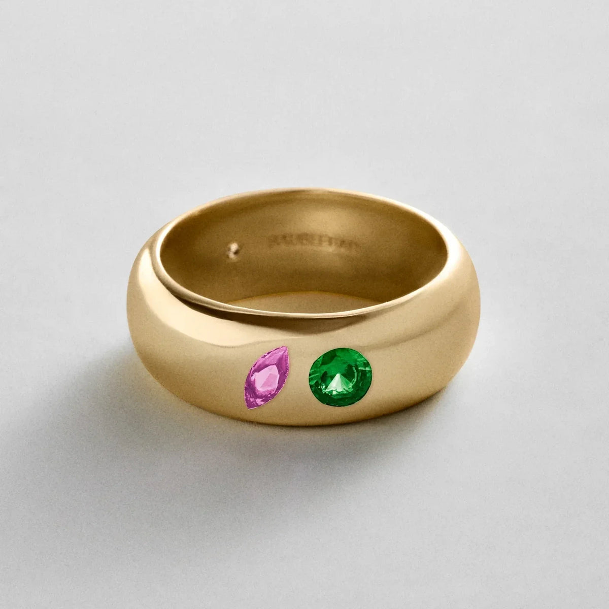 Custom Two-Stone Gold-Plated Band Ring