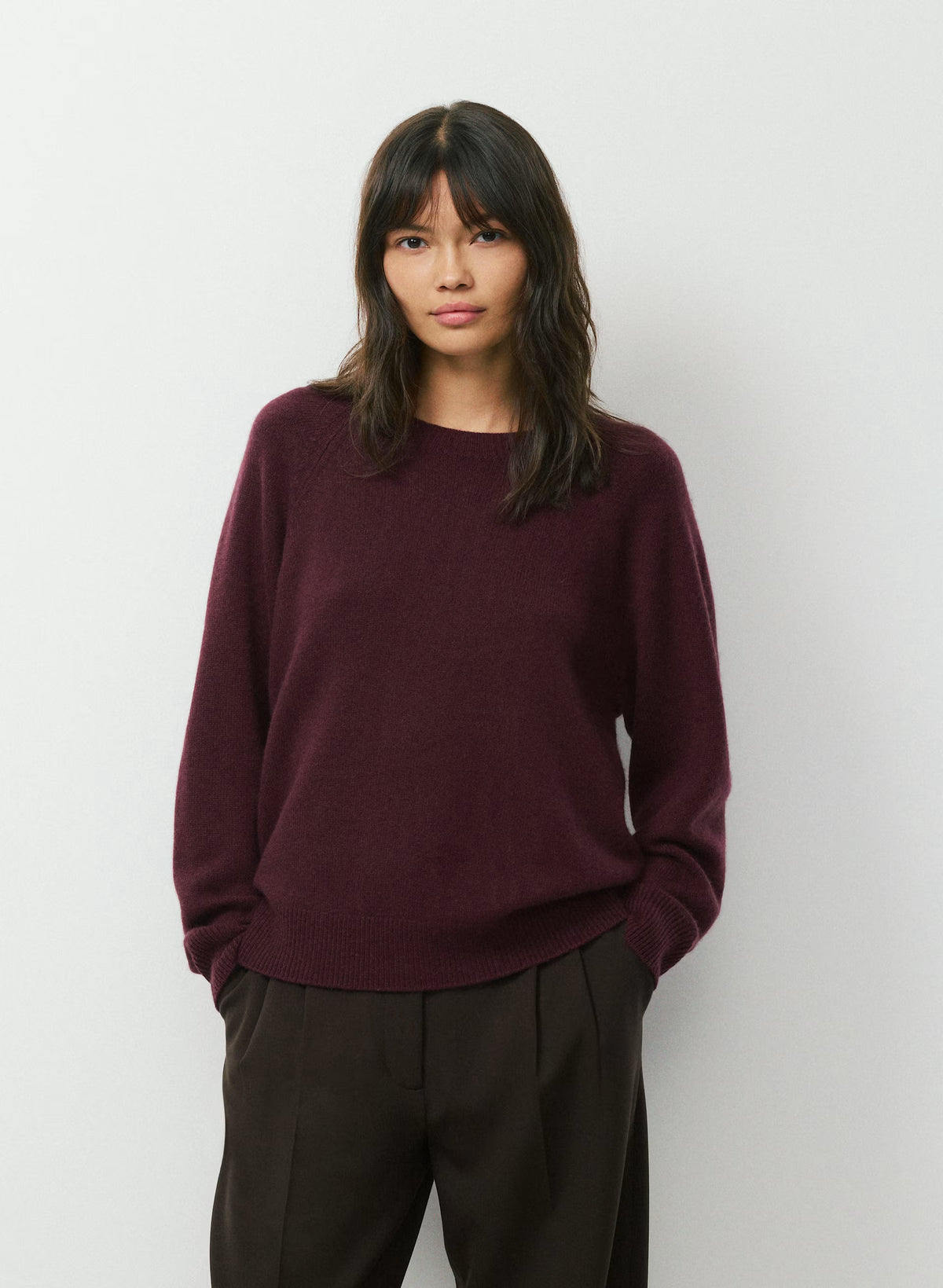 Wool Cashmere Raglan Sweater - Olive