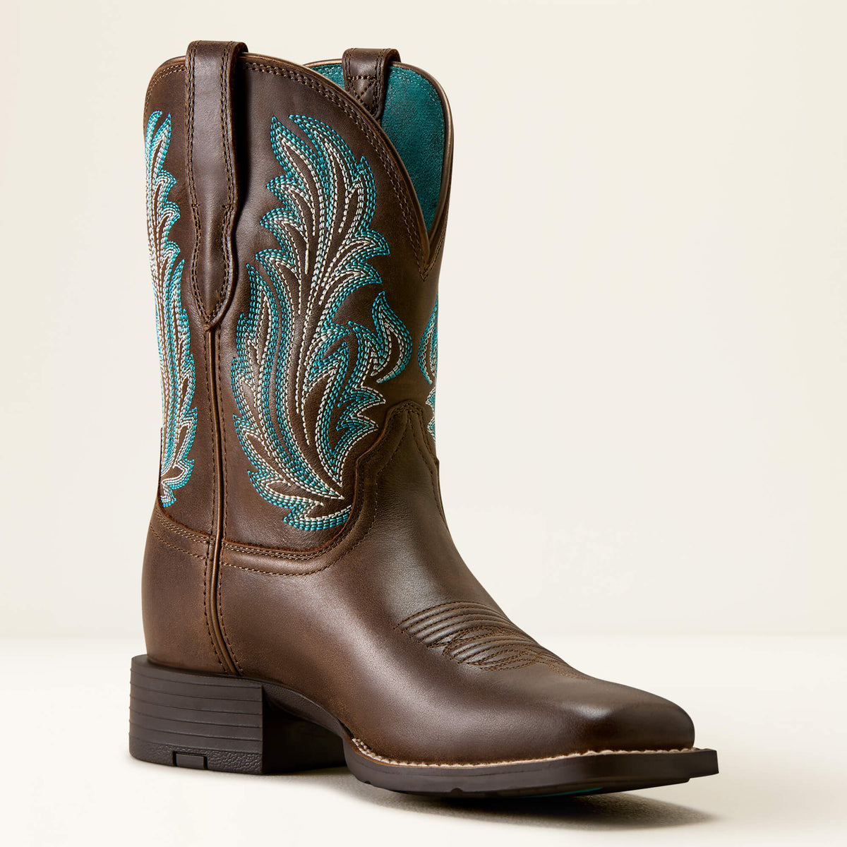 Women's Leather Wide Square Toe Western Boot