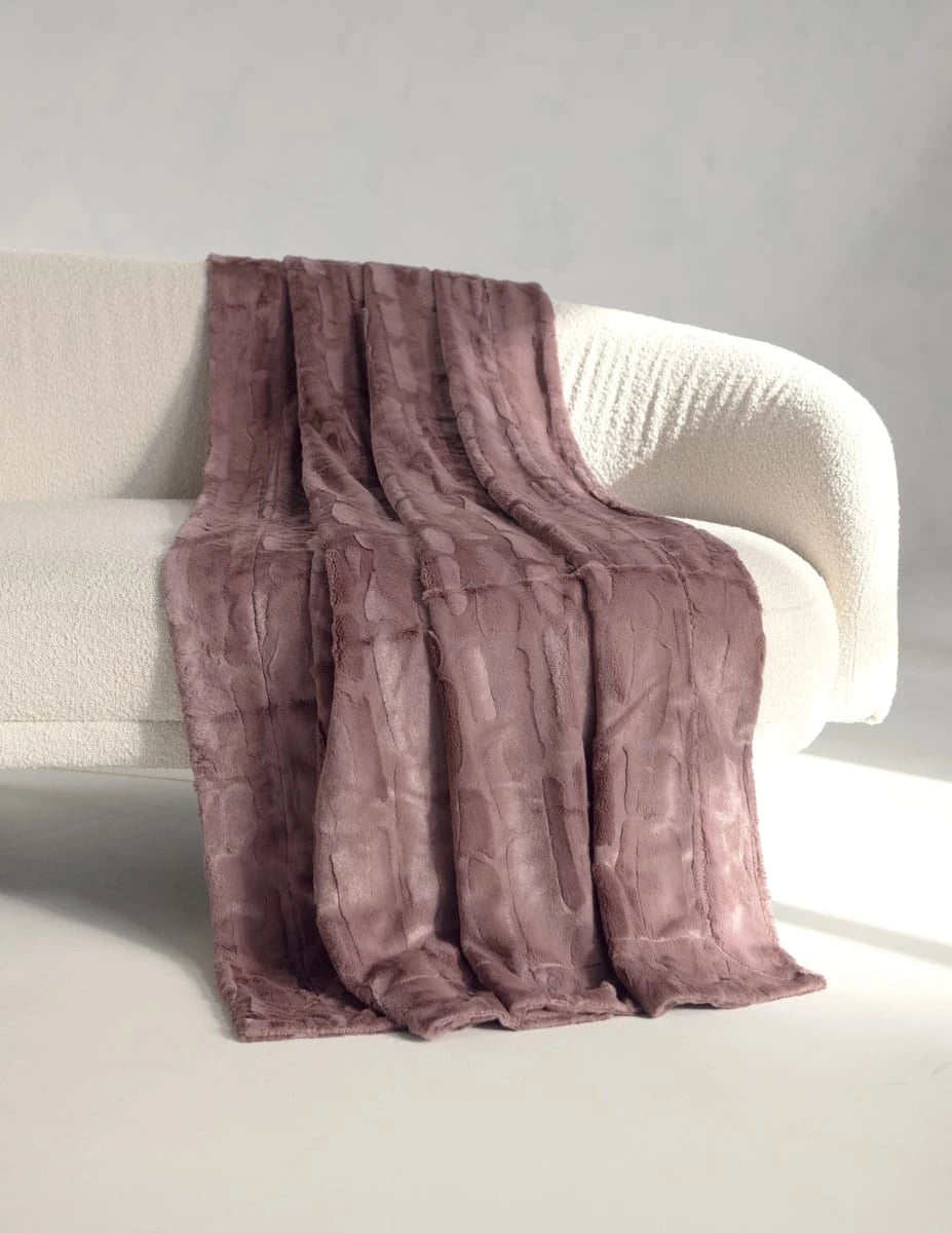 Textured Plush Throw Blanket - Golden Brown
