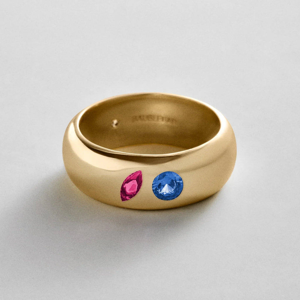 Custom Two-Stone Gold-Plated Band Ring