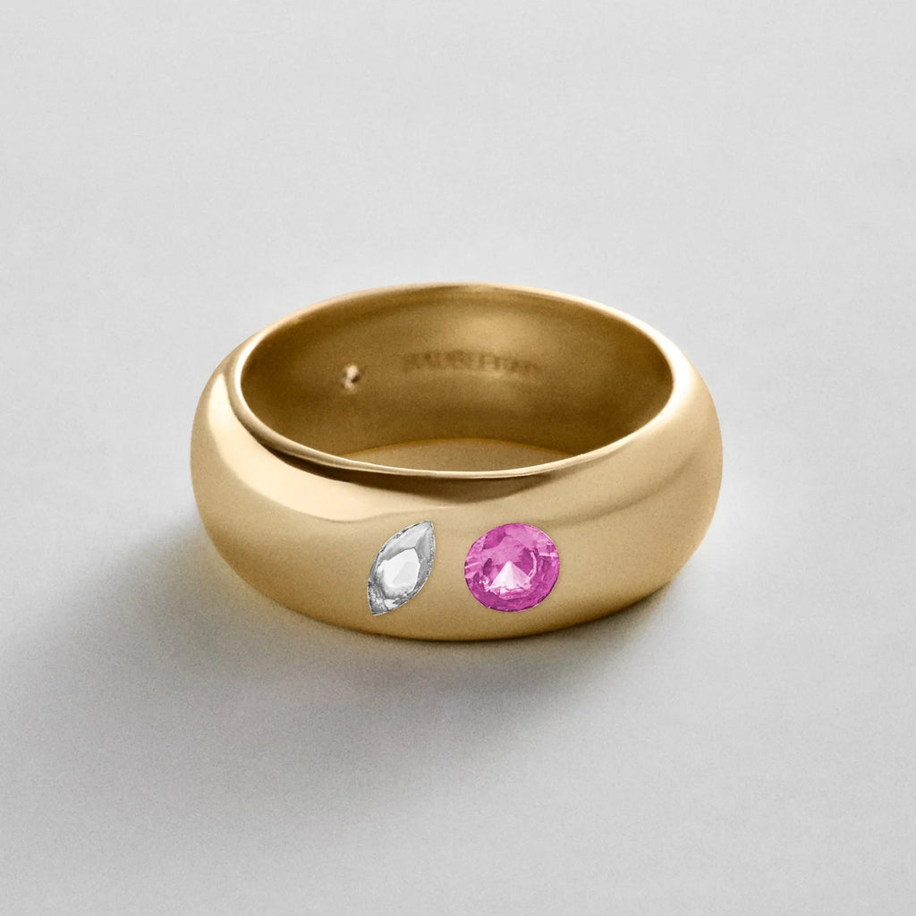 Custom Two-Stone Gold-Plated Band Ring