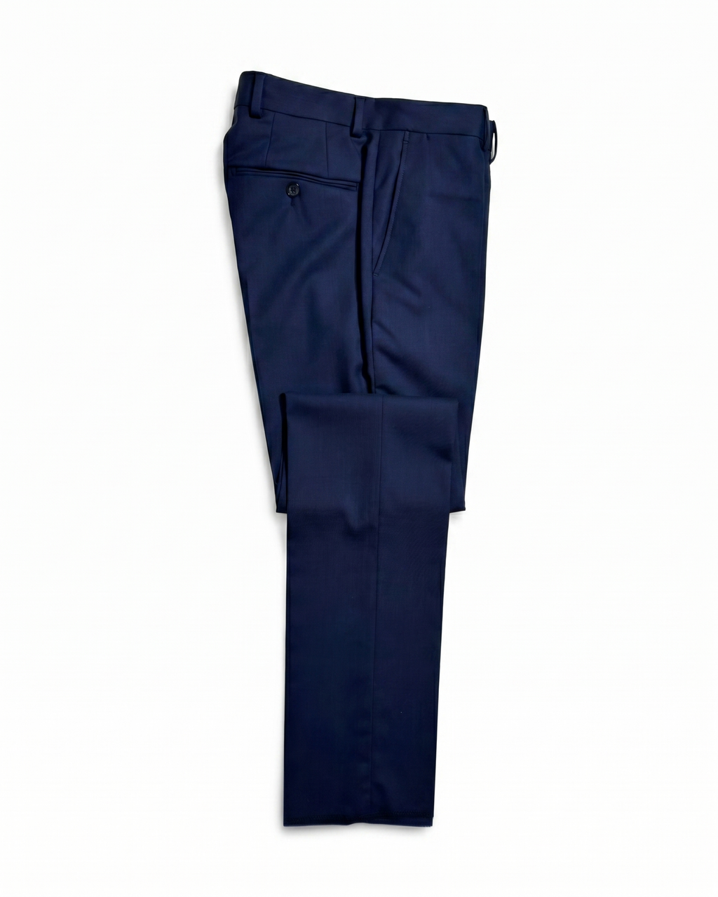 Men's Solid Dark Blue Slim Fit Gabardine Wool 2-Button Suit