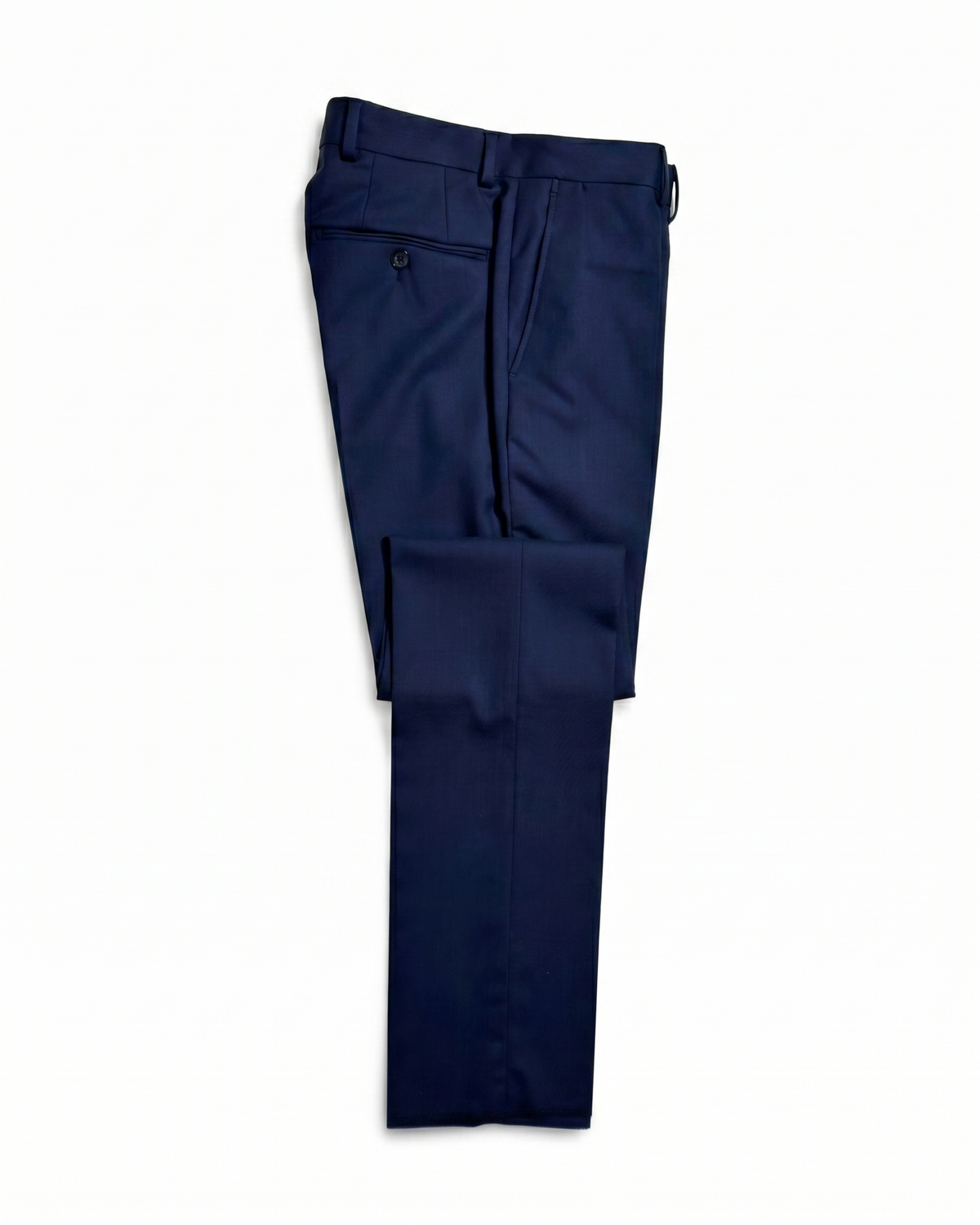 Men's Solid Dark Blue Slim Fit Gabardine Wool 2-Button Suit