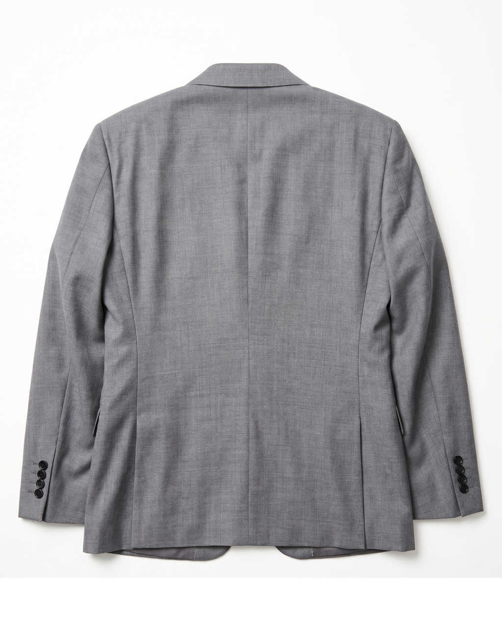 Men's Black Gabardine Solid Grey Slim Fit 2-Button Wool Suit