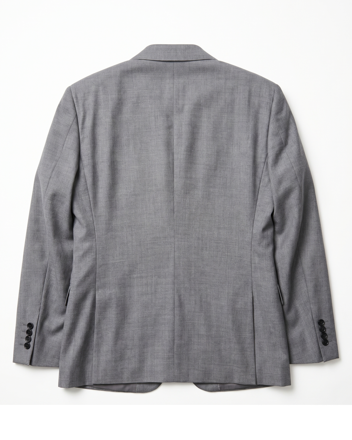 Men's Black Gabardine Solid Grey Slim Fit 2-Button Wool Suit