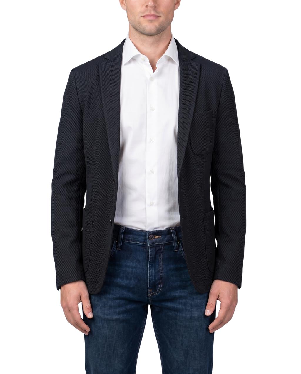 Men's Black Technical Weave Slim Fit 4 Way Stretch Air Blazer