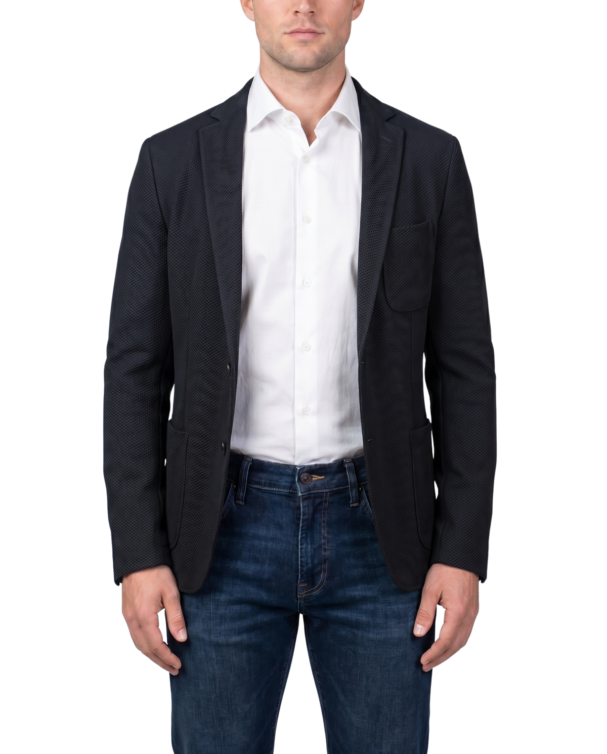 Men's Black Technical Weave Slim Fit 4 Way Stretch Air Blazer