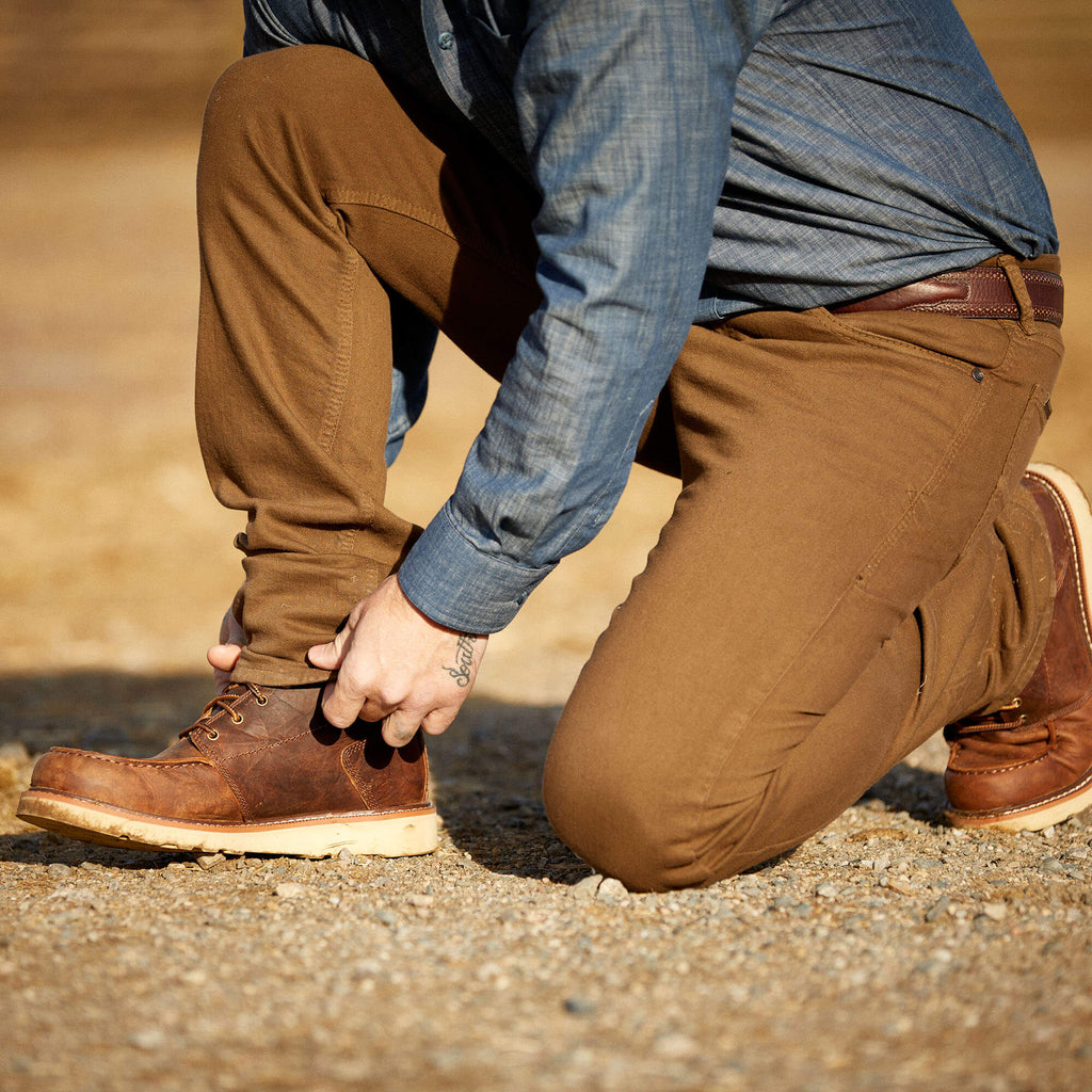 Men's Leather Lace-Up Work Boots - Tan