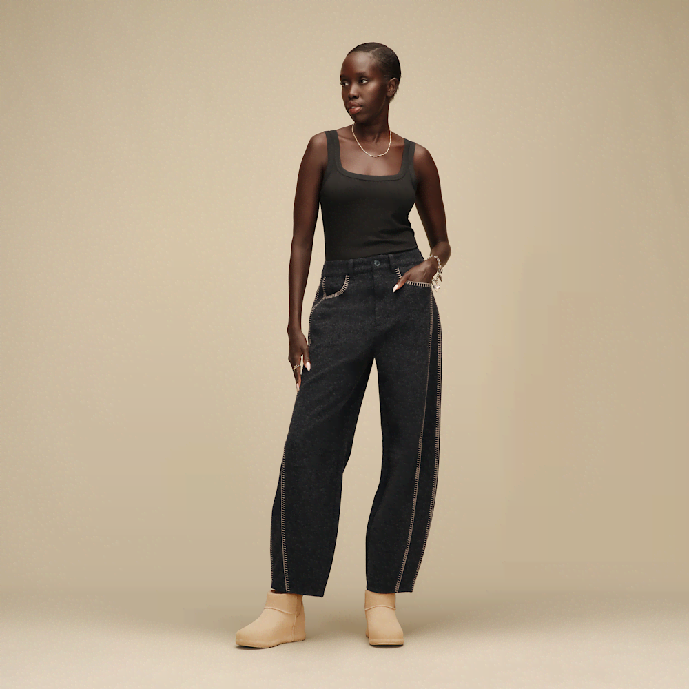 Women's Mid-Rise Barrel Pants - Black Heather