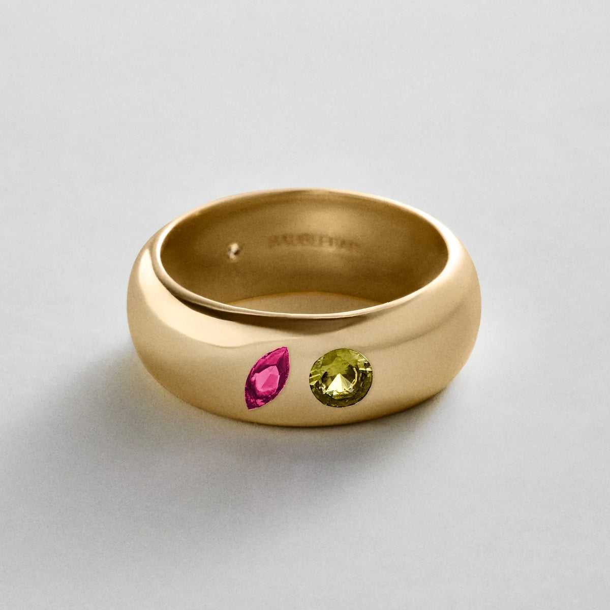 Custom Two-Stone Gold-Plated Band Ring